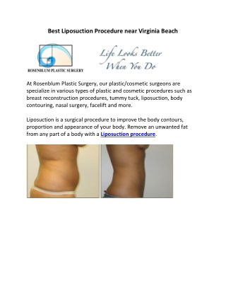 Best Liposuction Procedure Near Virginia Beach