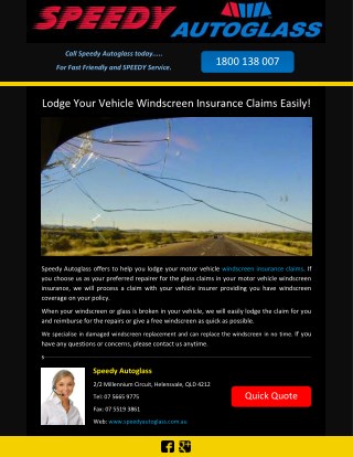 Lodge Your Vehicle Windscreen Insurance Claims Easily!