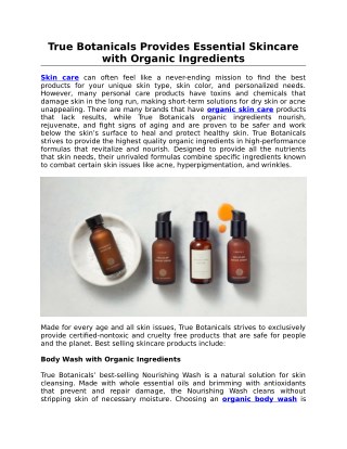 True Botanicals Provides Essential Skincare with Organic Ingredients