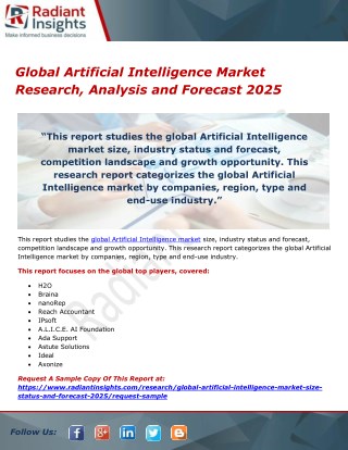 Global artificial intelligence market research, analysis and forecast 2025