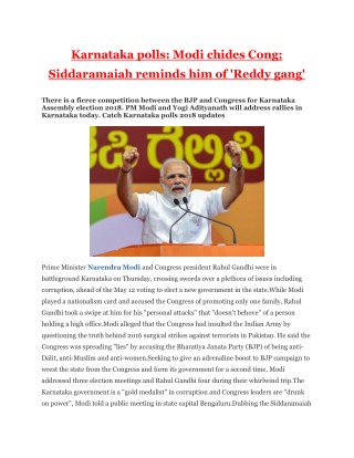 Karnataka polls: Modi chides Cong; Siddaramaiah reminds him of 'Reddy gang'