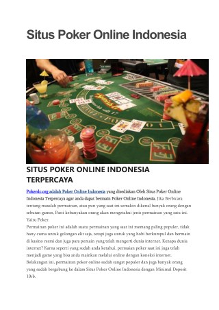 Pokerdc.org adalah Poker Online Indonesia