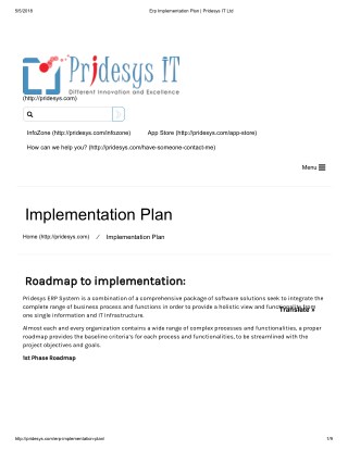 Erp Implementation Plan | Pridesys IT Ltd