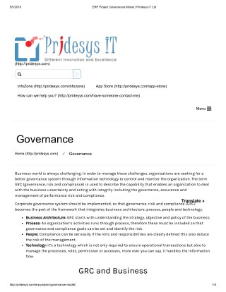 ERP Project Governance Model | Pridesys IT Ltd
