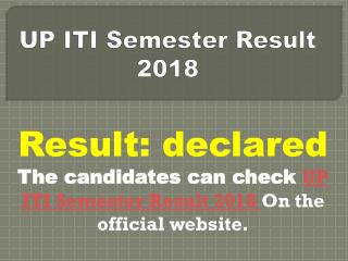 UP ITI Semester Result 2018