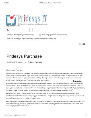 ERP Purchase Module | Pridesys IT Ltd