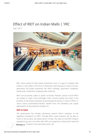 Effect of REIT on Indian Malls _ YRC