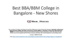 Best BBA/BBM College in Bangalore - New Shores