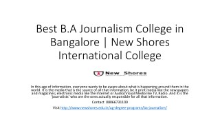 Best B.A Journalism College in Bangalore