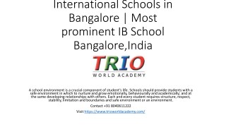 International Schools in Bangalore