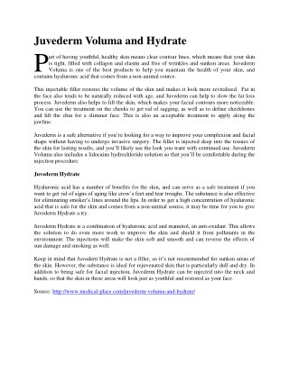 Juvederm Voluma and Hydrate