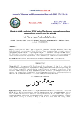 Chemical stability-indicating HPLC study of fixed-dosage combination containing metoprolol tartrate and hydrochlorothiaz