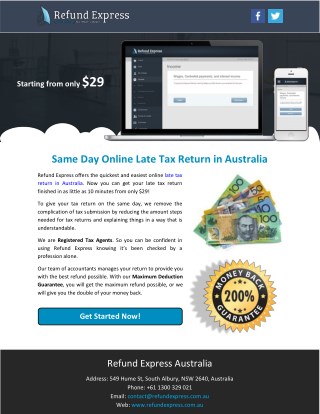 Same Day Online Late Tax Return in Australia
