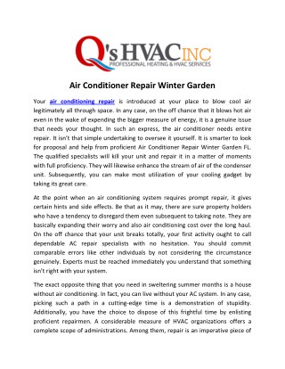 Air Conditioner Repair Winter Garden