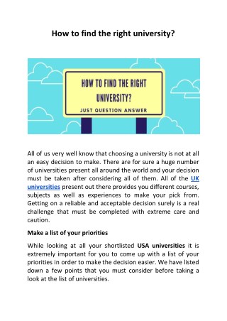 How to find the right university?