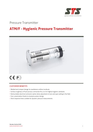 STS ATM/F - HYGIENIC PRESSURE TRANSMITTER | Instronline