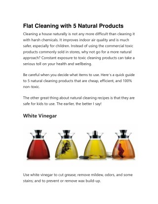 Flat Cleaning with 5 Natural Products
