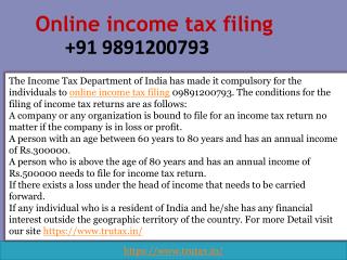 Is it Necessary to Online income tax filing 09891200793?