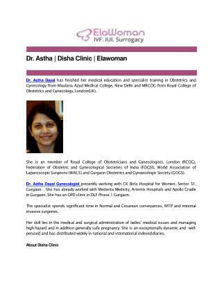 Dr. Astha | Disha Clinic | Elawoman