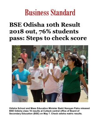 BSE Odisha 10th Result 2018 out, 76% students pass: Steps to check scoreÂ 