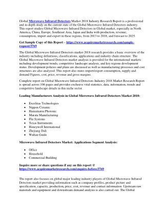 Microwave Infrared Detectors industry forecast to 2025 examined in new market research report