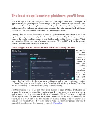 The best deep learning platform youâ€™ll love
