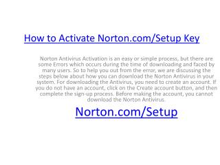 How to Activate Norton Setup Key