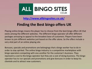 Finding the Best bingo offers UK