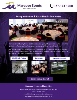 Marquee Events & Party Hire in Gold Coast