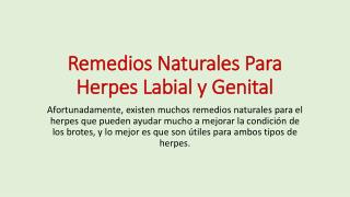 Remedios Naturales Para El Herpes Labial y Genital