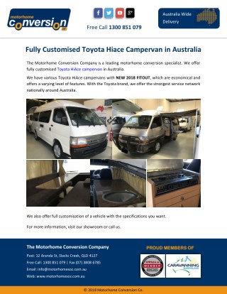 Fully Customised Toyota Hiace Campervan in Australia