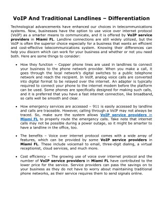 VoIP And Traditional Landlines â€“ Differentiation