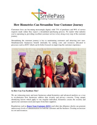 How Biometrics Can Streamline Your Customer Journey