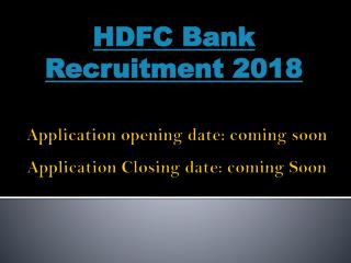 HDFC Bank Recruitment 2018