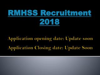 RMHSS Recruitment 2018