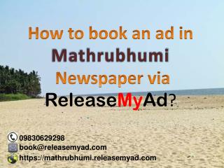 Mathrubhumi Classified and Display Ad Online Booking for Newspaper