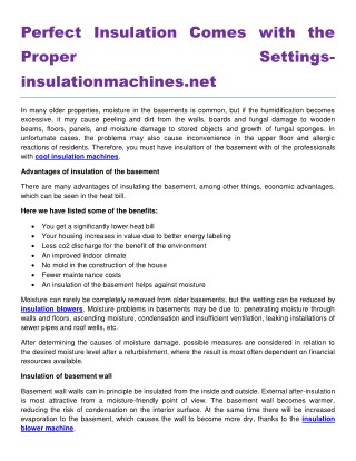 Perfect Insulation Comes with the Proper Settings insulationmachines.net