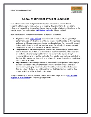A Look at Different Types of Load Cells