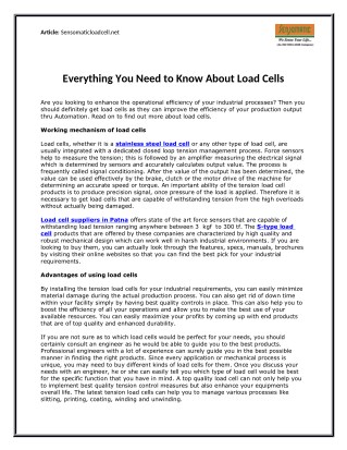 Everything You Need to Know About Load Cells