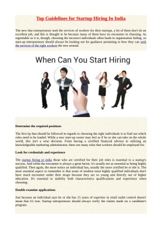 Top Guidelines for Startup Hiring In India