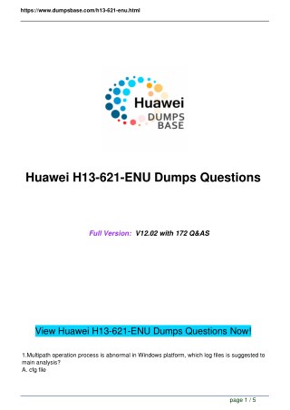 DumpsBase H13-621-ENU HCNP-Storage-CCSN V4.0 exam questions