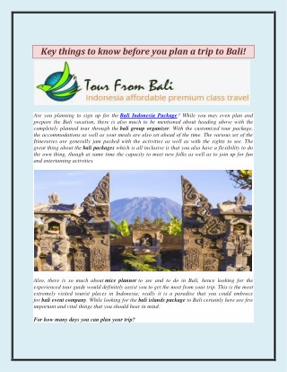 Key things to know before you plan a trip to Bali