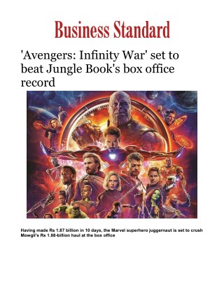 Avengers: Infinity War' set to beat Jungle Book's box office recordÂ 