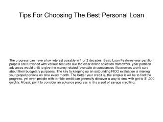 Tips For Choosing The Best Personal Loan