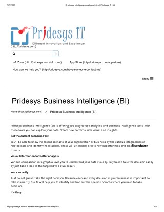 Business Intelligence and Analytics | Pridesys IT Ltd