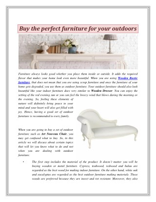 Buy the perfect furniture for your outdoors