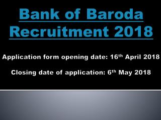 Bank of Baroda Recruitment 2018