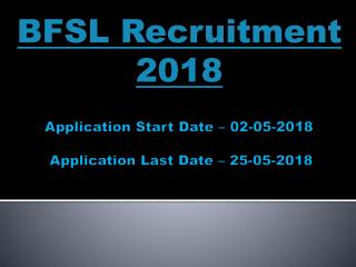 BFSL Recruitment 2018