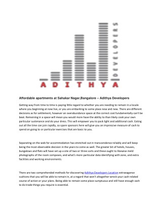 Affordable apartments at Sahakar Nagar,Bangalore â€“ Adithya Developers