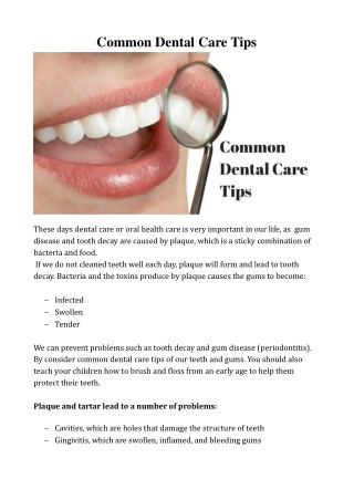 Common Dental Care Tips